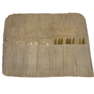 Vintage Gold Appetizer Oyster Fork and Knife with Sleeve Made in Japan GUC Read